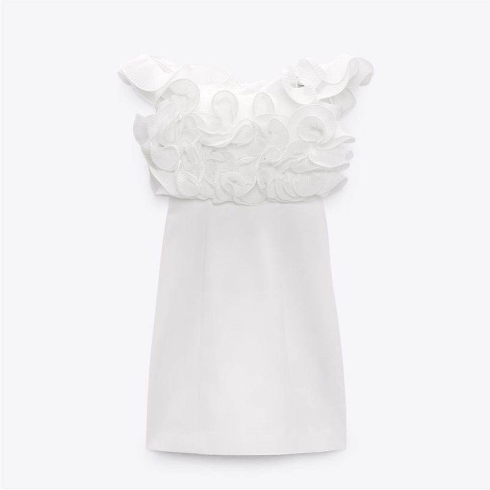 Zara Pleated Ruffle Mini Dress - Picture 6 of 12